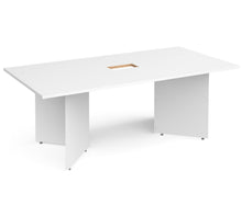 Load image into Gallery viewer, Arrow head leg rectangular boardroom tablewith central cutout