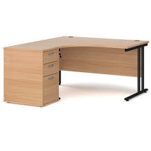 Load image into Gallery viewer, Maestro 25 ergonomic left hand desk with cantilever frame and pedestal