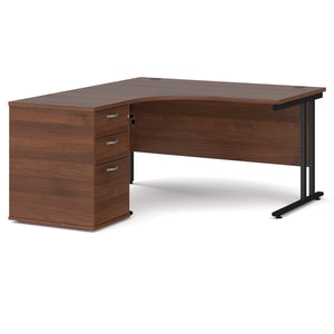 Maestro 25 ergonomic left hand desk with cantilever frame and pedestal