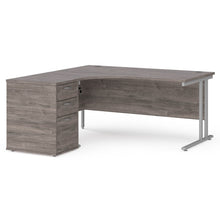 Load image into Gallery viewer, Maestro 25 ergonomic left hand desk with cantilever frame and pedestal