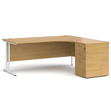 Load image into Gallery viewer, Maestro 25 ergonomic right hand desk with cantilever frame and pedestal