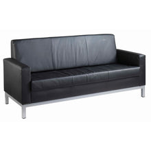 Load image into Gallery viewer, Helsinki square back 3 seater reception sofa - black leather faced