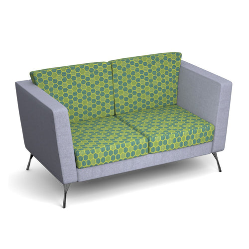 Lyric reception two seater sofa with metal legs 1450mm wide
