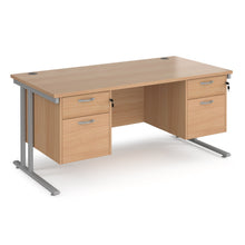 Load image into Gallery viewer, Maestro 25 straight desk with 2x two drawer pedestals and cantilever leg frame