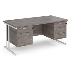 Maestro 25 straight desk with two & three drawer pedestals and cantilever leg frame