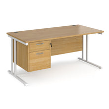 Load image into Gallery viewer, Maestro 25 straight desk with 2 Drawer pedestal and cantilever leg frame