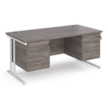 Load image into Gallery viewer, Maestro 25 straight desk with 2x three drawer pedestals and cantilever leg frame