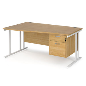 Maestro 25 left hand wave desk with 2 drawer pedestal cantilever leg frame