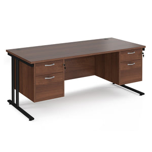 Maestro 25 straight desk with 2x two drawer pedestals and cantilever leg frame