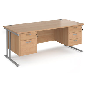 Maestro 25 straight desk with two & three drawer pedestals and cantilever leg frame