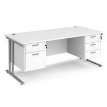 Load image into Gallery viewer, Maestro 25 straight desk with two &amp; three drawer pedestals and cantilever leg frame