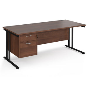 Maestro 25 straight desk with 2 Drawer pedestal and cantilever leg frame