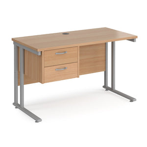 Maestro 25 straight desk with 2 drawer pedestal cantilever leg frame