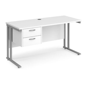 Maestro 25 straight desk with 2 drawer pedestal cantilever leg frame