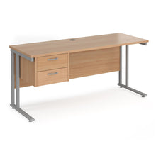 Load image into Gallery viewer, Maestro 25 straight desk with 2 drawer pedestal cantilever leg frame