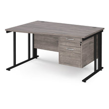 Load image into Gallery viewer, Maestro 25 left hand wave desk with 2 drawer pedestal and cable managed leg frame