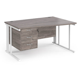 Maestro 25 right hand wave desk with 3 drawer pedestal and cable managed leg frame