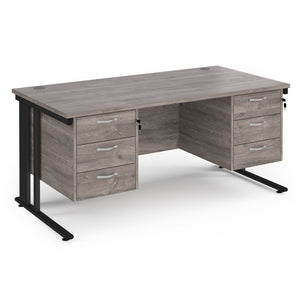 Maestro 25 straight desk with two x 3 drawer pedestals and cable managed leg frame