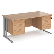 Load image into Gallery viewer, Maestro 25 straight desk with two x 3 drawer pedestals and cable managed leg frame