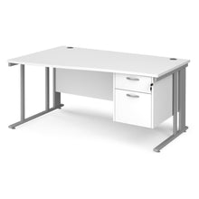 Load image into Gallery viewer, Maestro 25 left hand wave desk with 2 drawer pedestal and cable managed leg frame