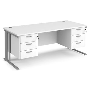 Maestro 25 straight desk with two x 3 drawer pedestals and cable managed leg frame