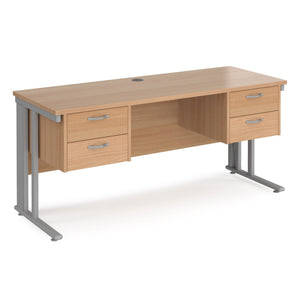 Maestro 25 straight desk with two x 2 drawer pedestals and cable managed leg frame