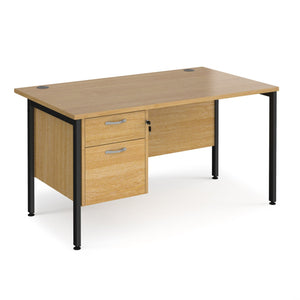 Maestro 25 straight desk with 2 drawer pedestal and H-frame