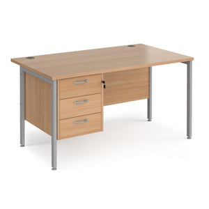 Maestro 25 straight desk with 3 drawer pedestal and H-frame