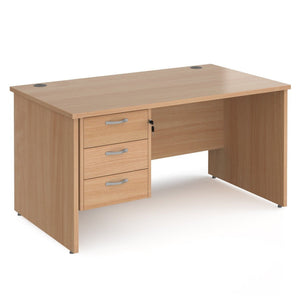 Maestro 25 - Panel End Leg Straight Desk with Three Drawer Pedestal.