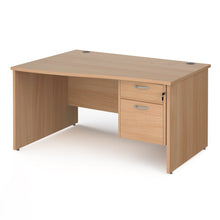 Load image into Gallery viewer, Maestro 25 left hand wave desk with 2 drawer pedestal and panel end leg