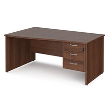 Load image into Gallery viewer, Maestro 25 left hand wave desk with 3 drawer pedestal and panel end leg