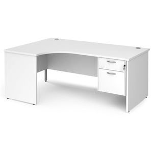 Maestro 25 left hand ergonomic desk with 2 drawer pedestal and panel end leg