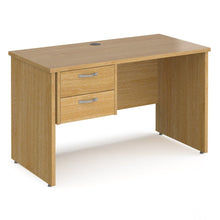 Load image into Gallery viewer, Maestro 25 straight desk 600mm deep with 2 drawer pedestal and panel end leg