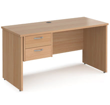 Load image into Gallery viewer, Maestro 25 straight desk 600mm deep with 2 drawer pedestal and panel end leg