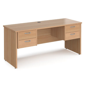 Maestro 25 straight desk 600mm deep with two x 2 drawer pedestals and panel end leg
