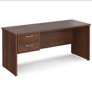 Maestro 25 straight desk 600mm deep with 2 drawer pedestal and panel end leg
