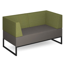 Load image into Gallery viewer, Nera modular soft seating double bench with double back and arms and black frame