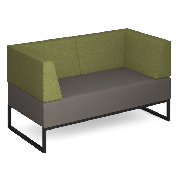 Nera modular soft seating double bench with double back and arms and black frame
