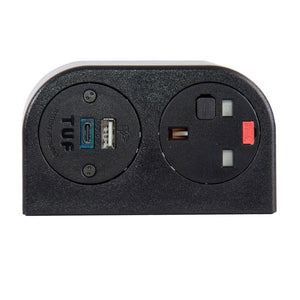 Phase multi-surface power module 1 x UK socket, 1 x TUF (A&C connectors) USB charger