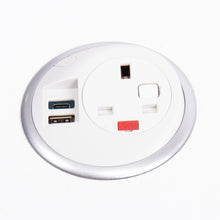 Load image into Gallery viewer, Pixel in-surface power module 1 x UK socket, 1 x TUF (A&amp;C connectors) USB charger