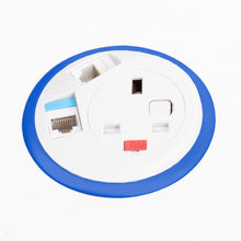 Load image into Gallery viewer, Pixel in-surface power module with 1 x UK socket, 2 x RJ45 sockets