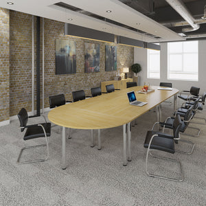 Radial end meeting table with 6 radial legs
