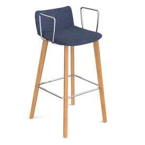 Remy fully upholstered high stool with natural oak legs