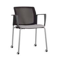 Load image into Gallery viewer, Santana 4 leg mobile chair with fabric seat and mesh back Seating