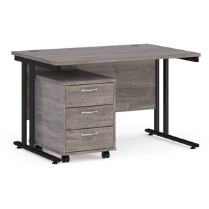 Maestro 25 straight desk with cantilever frame and 3 drawer pedestal