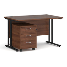 Load image into Gallery viewer, Maestro 25 straight desk with cantilever frame and 3 drawer pedestal
