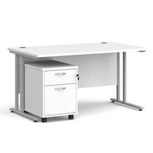 Load image into Gallery viewer, Maestro 25 straight desk with cantilever frame and 2 drawer pedestal