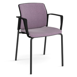 Santana 4 leg stacking chair fully upholstered - Fixed Arms