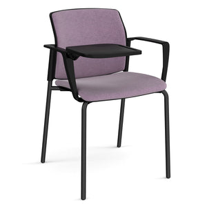 Santana 4 leg stacking chair fully upholstered - Arms and Writing Tablet