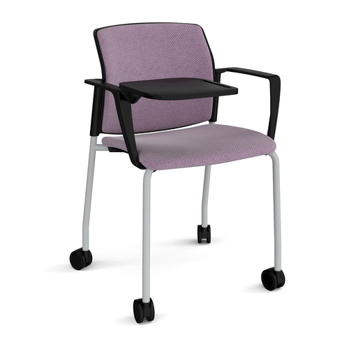 Santana 4 leg mobile chair fully upholstered - Arms and Writing Tablet
